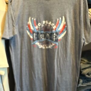 Charcoal Graphic Tee with Wing Design